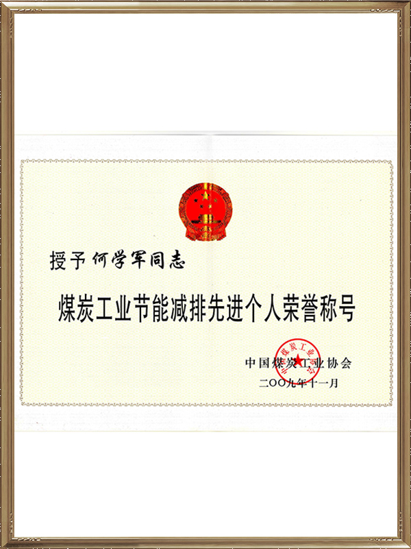 何學(xué)軍-煤炭工業(yè)節能減排個(gè)人榮譽(yù)稱(chēng)號